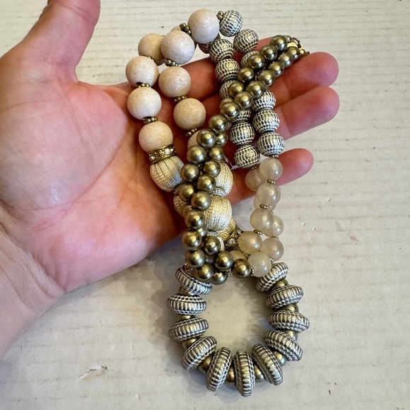Chico's Graduated Beaded Necklace Multi Style Beads Metal Wood String Rhinestone - Picture 14 of 16